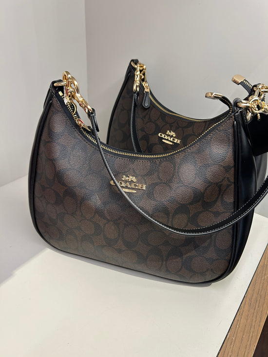 Load image into Gallery viewer, Coach Teri Hobo In Signature Brown Black (Pre-Order)
