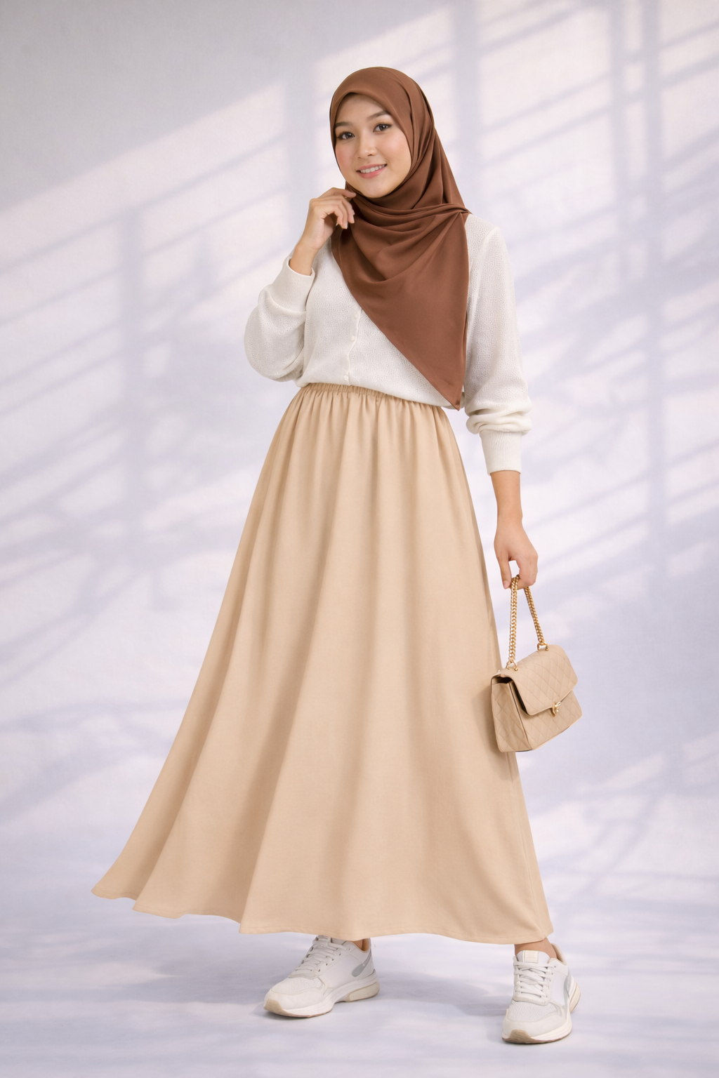 Raffida Serena Sporty Flair Skirt In Khaki