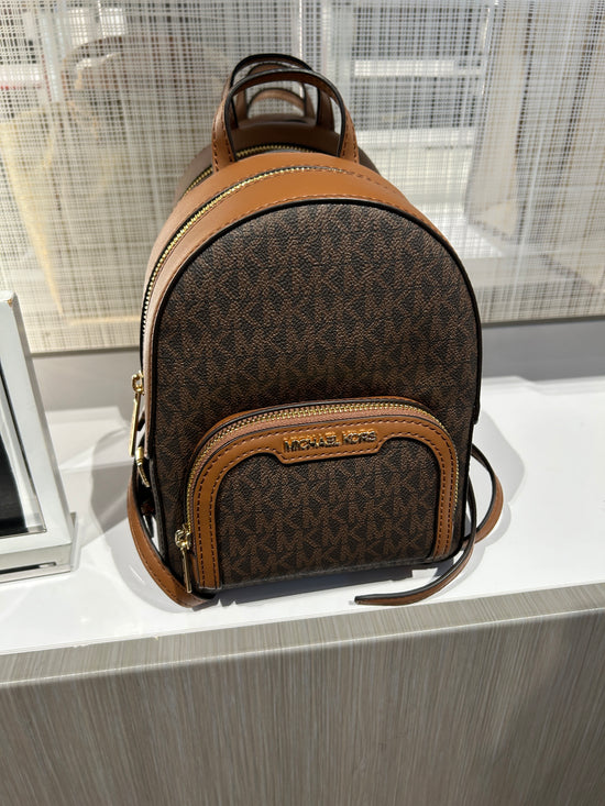 Load image into Gallery viewer, Michael Kors Jaycee Xs Convertible Backpack In Monogram Brown (Pre-Order)
