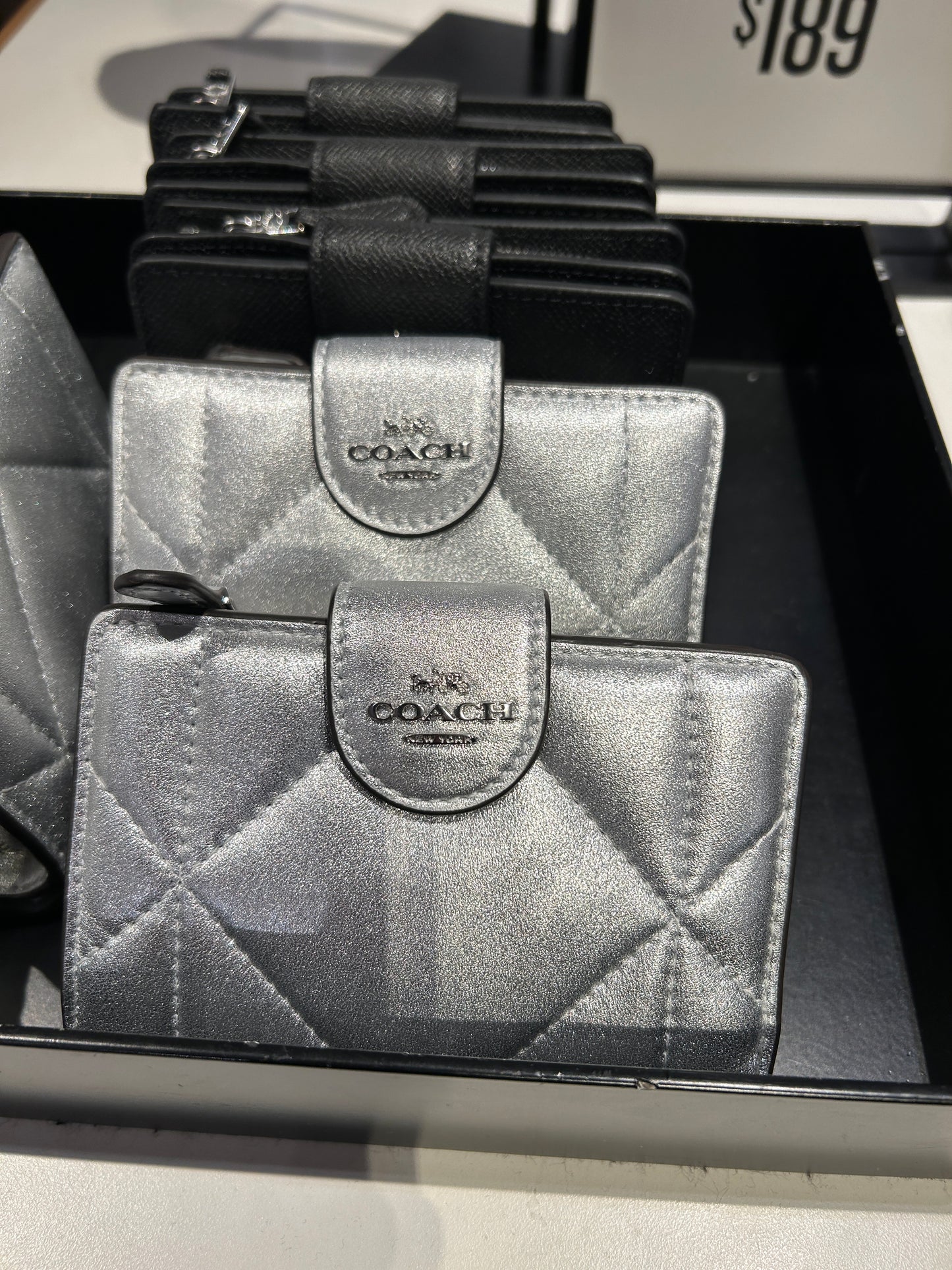 Coach Medium Corner Zip Wallet With Puffy Diamond Quilting In Metallic Silver (Pre-order)