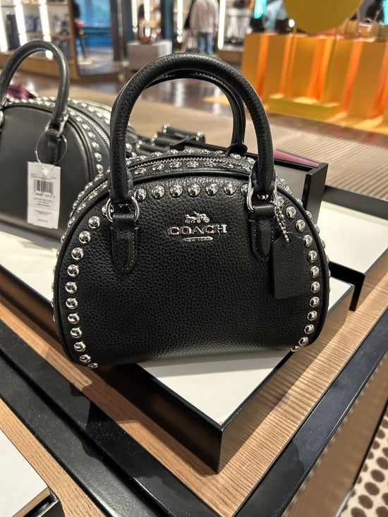 Coach Sydney Satchel With Rivets In Black Silver Hardware (Pre-Order)
