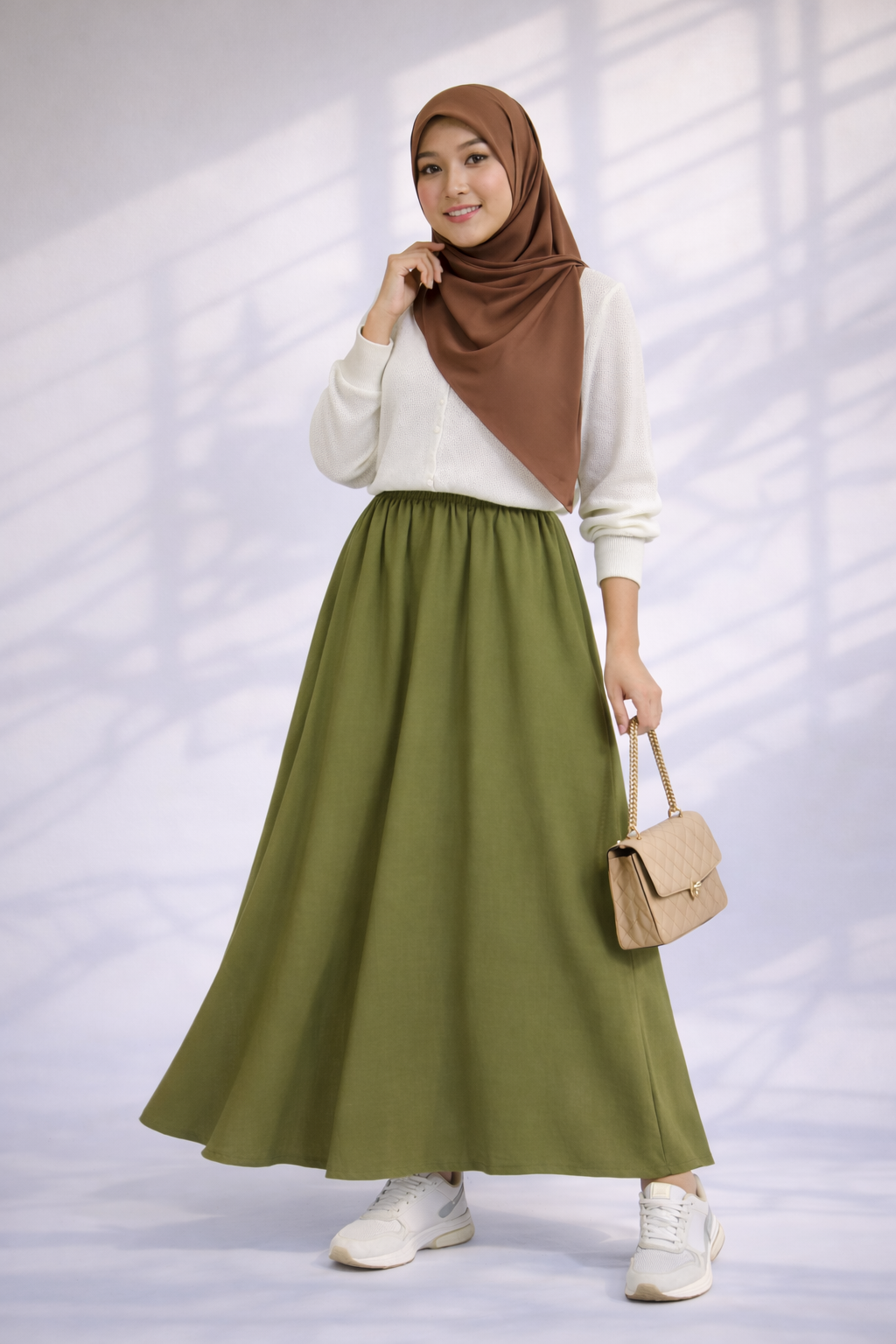 Raffida Serena Sporty Flair Skirt In Olive