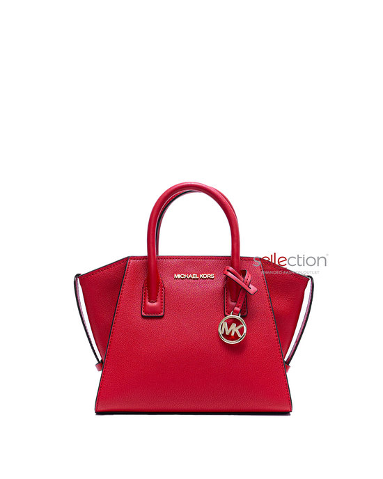 Michael Kors Avril Small Leather Top Zip Satchel In Red