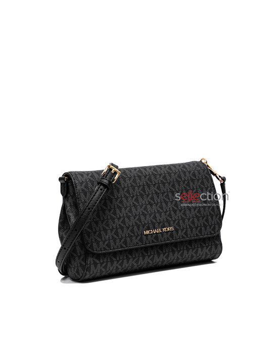 Michael Kors Medium Logo Convertible Pouchette Crossbody Bag In Black