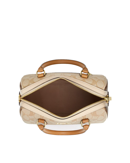 Coach Rowan Satchel In Blocked Signature Light Khaki Multi