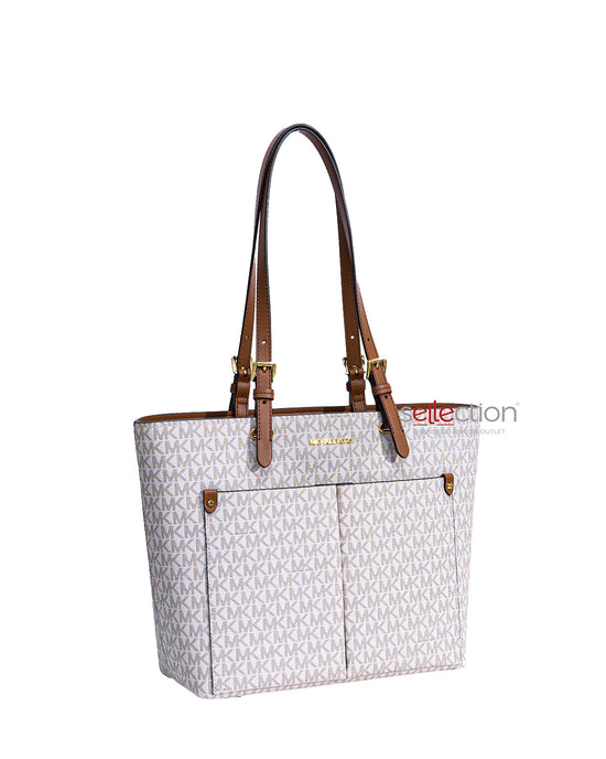 Michael Kors Medium Double Pocket Tote In Monogram Vanilla