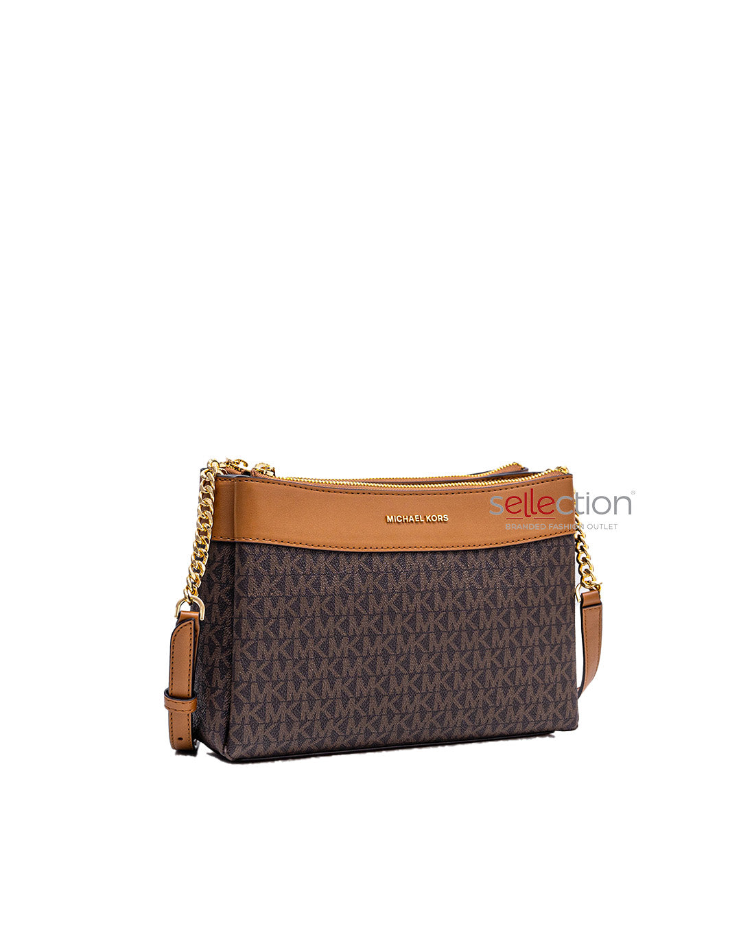 Michael Kors All-Over Monogram Shoulder Bag Brown in Coated Canvas