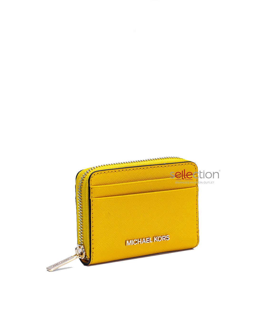 Michael Kors Zip Around Card Case In Yellow