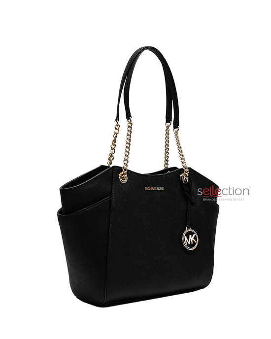 Michael Kors Jet Set Large Chain Shoulder Tote Bag In Black