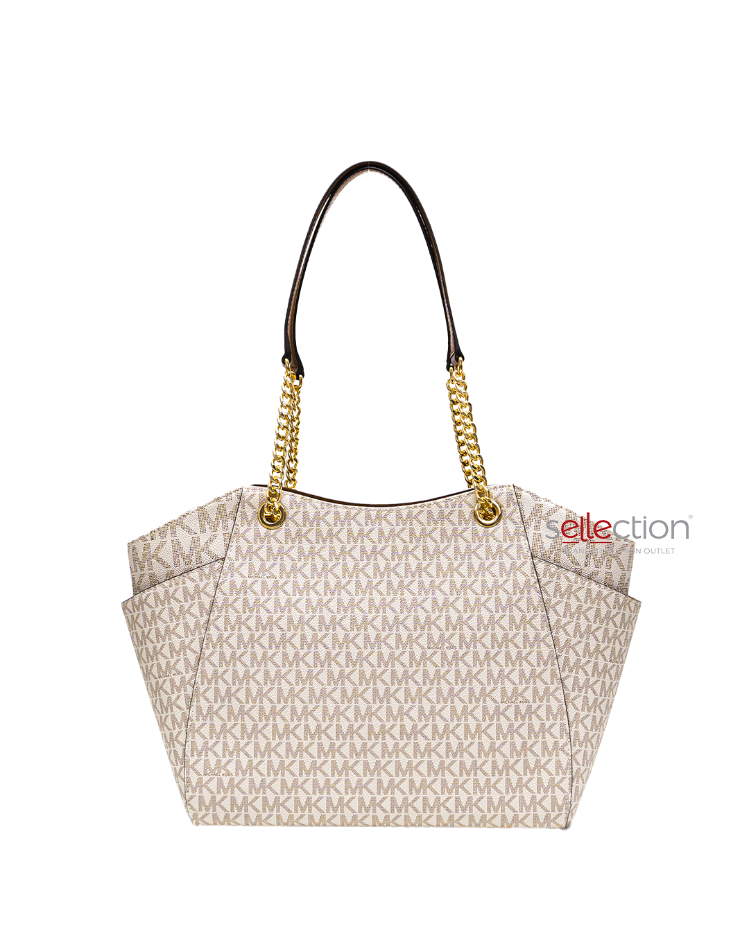 Michael Kors Jet Set Large Chain Shoulder Tote Bag In Monogram Vanilla