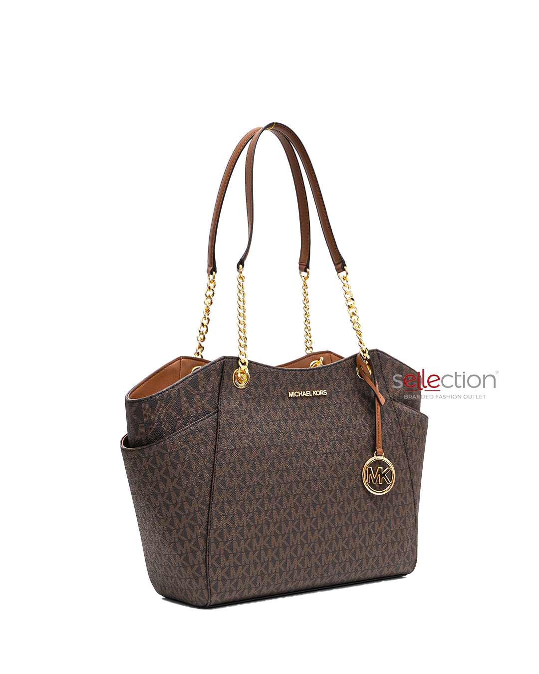 Michael Kors Jet Set Large Chain Shoulder Tote Bag In Monogram Brown (SPECIAL RAYA)