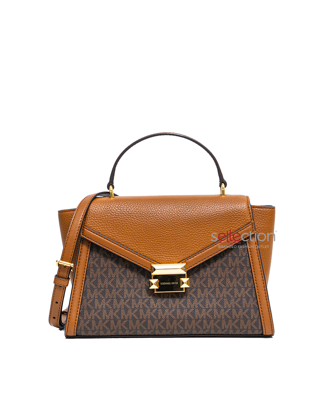 Michael Kors Whitney Medium Flap Satchel In Monogram Brown Multi