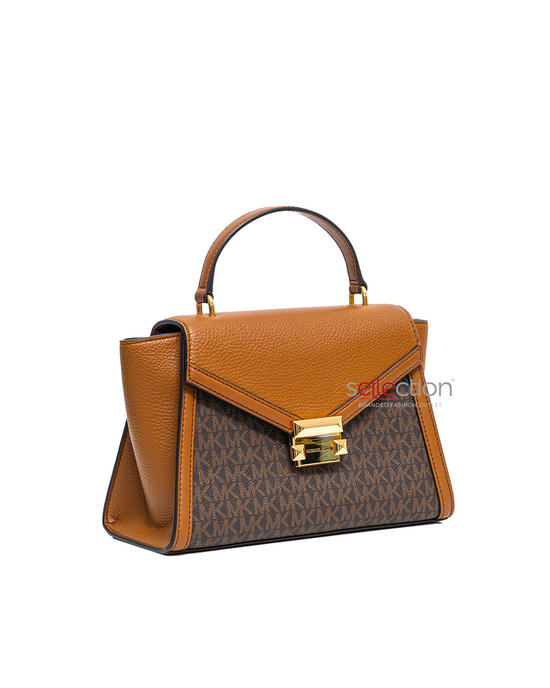 Michael Kors Whitney Medium Flap Satchel In Monogram Brown Multi