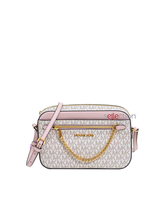 Michael Kors Large Ew Zip Chain Crossbody In Monogram Powder Blush (Pre-Order)