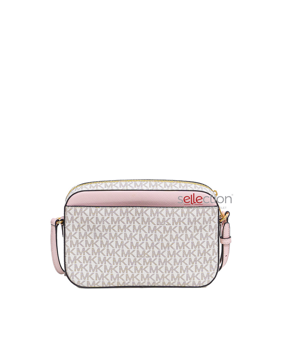 Michael Kors Large Ew Zip Chain Crossbody In Monogram Powder Blush (Pre-Order)