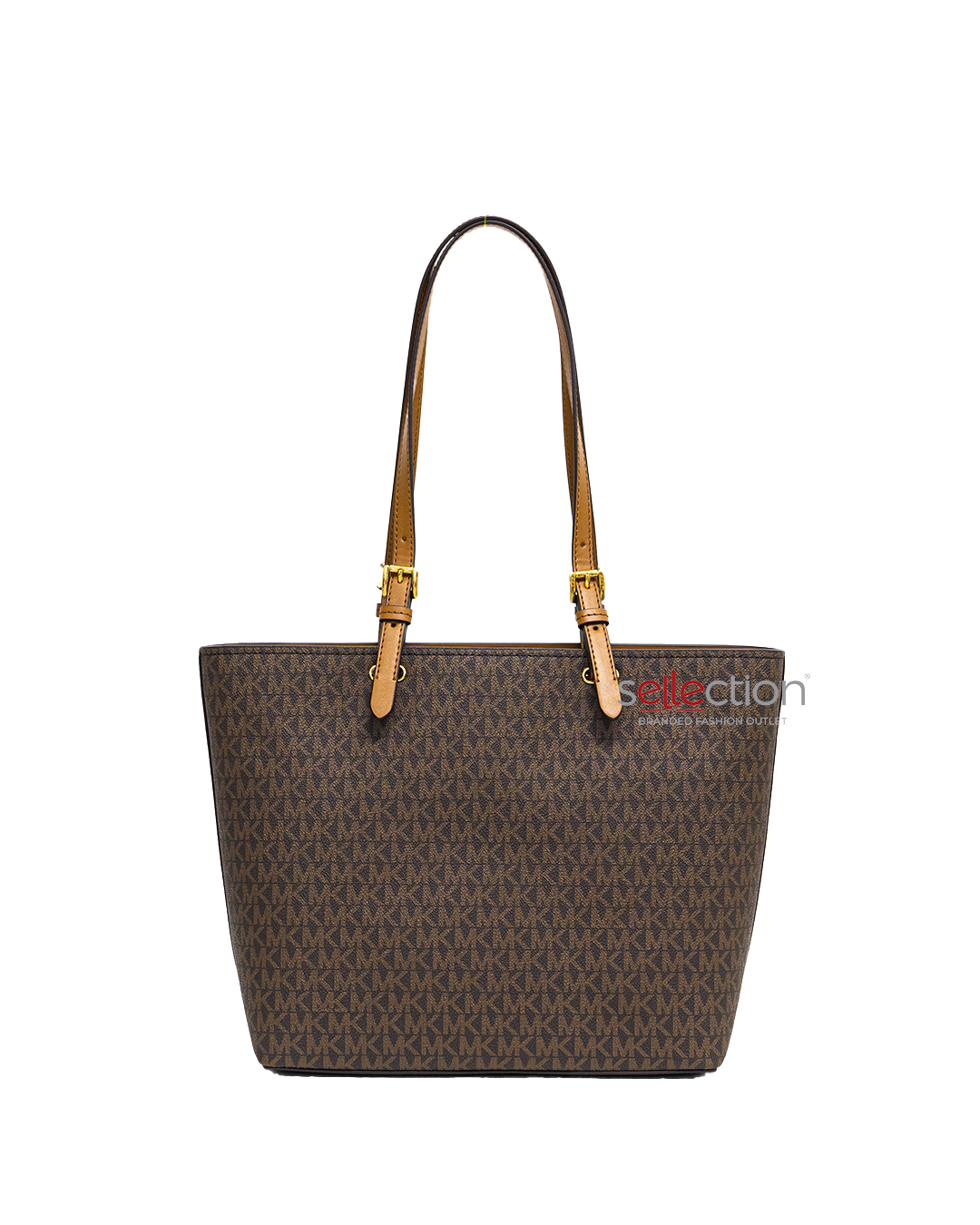 Michael Kors Medium Double Pocket Tote In Monogram Brown