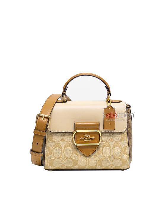 Coach Morgan Top Handle Satchel Bag In Blocked Signature Light Khaki Multi