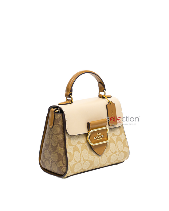 Coach Morgan Top Handle Satchel Bag In Blocked Signature Light Khaki Multi