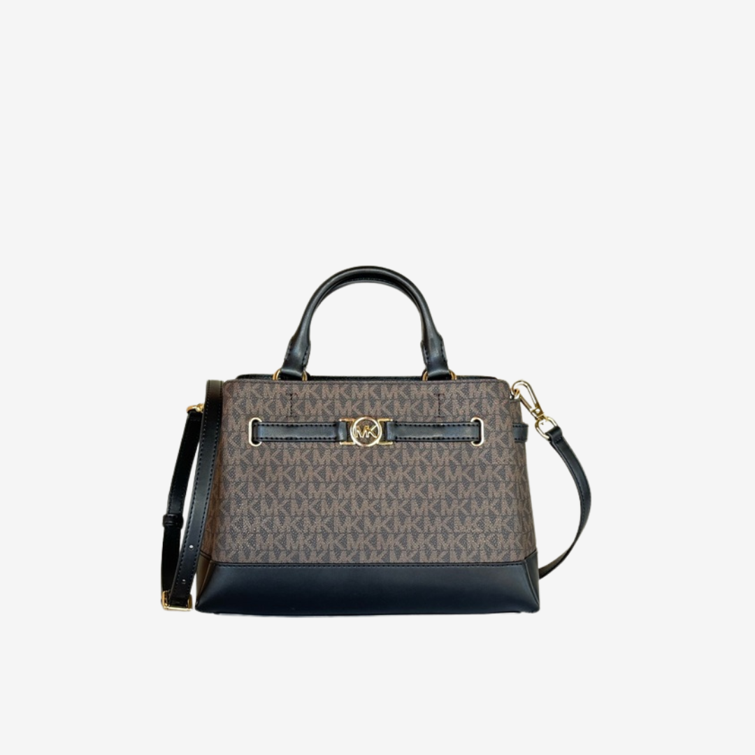 RM450 SAS YES (PRE-ORDER) Michael Kors Small Reed Satchel In Monogram Brown Black