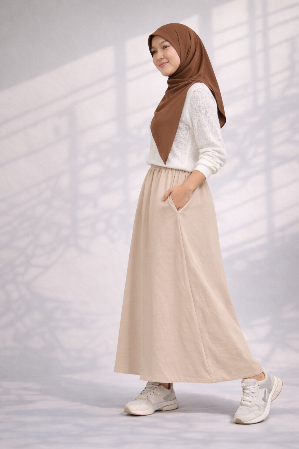 Raffida Serena Sporty Flair Skirt In Khaki