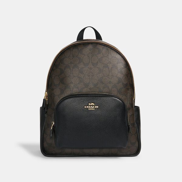 Coach Large Court Backpack In Signature Brown Black (Pre-order)