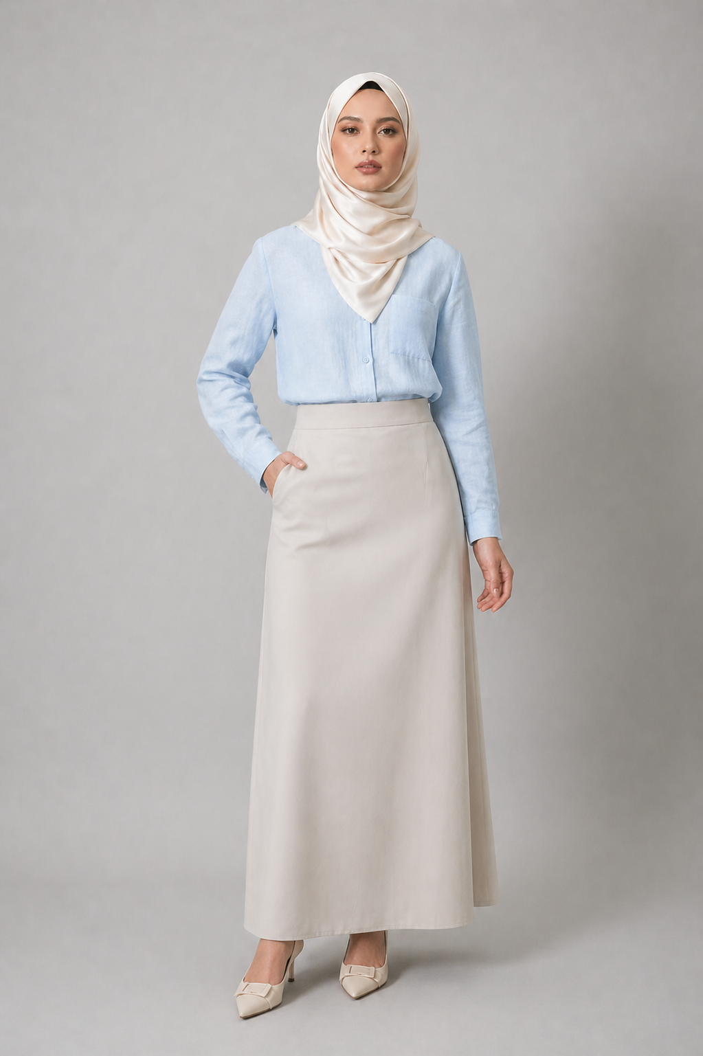 Raffida Amber Linen In Soft Blue