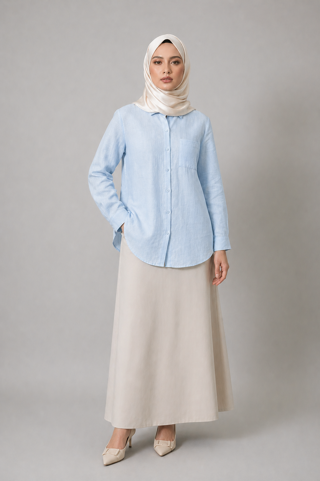 Raffida Amber Linen In Soft Blue