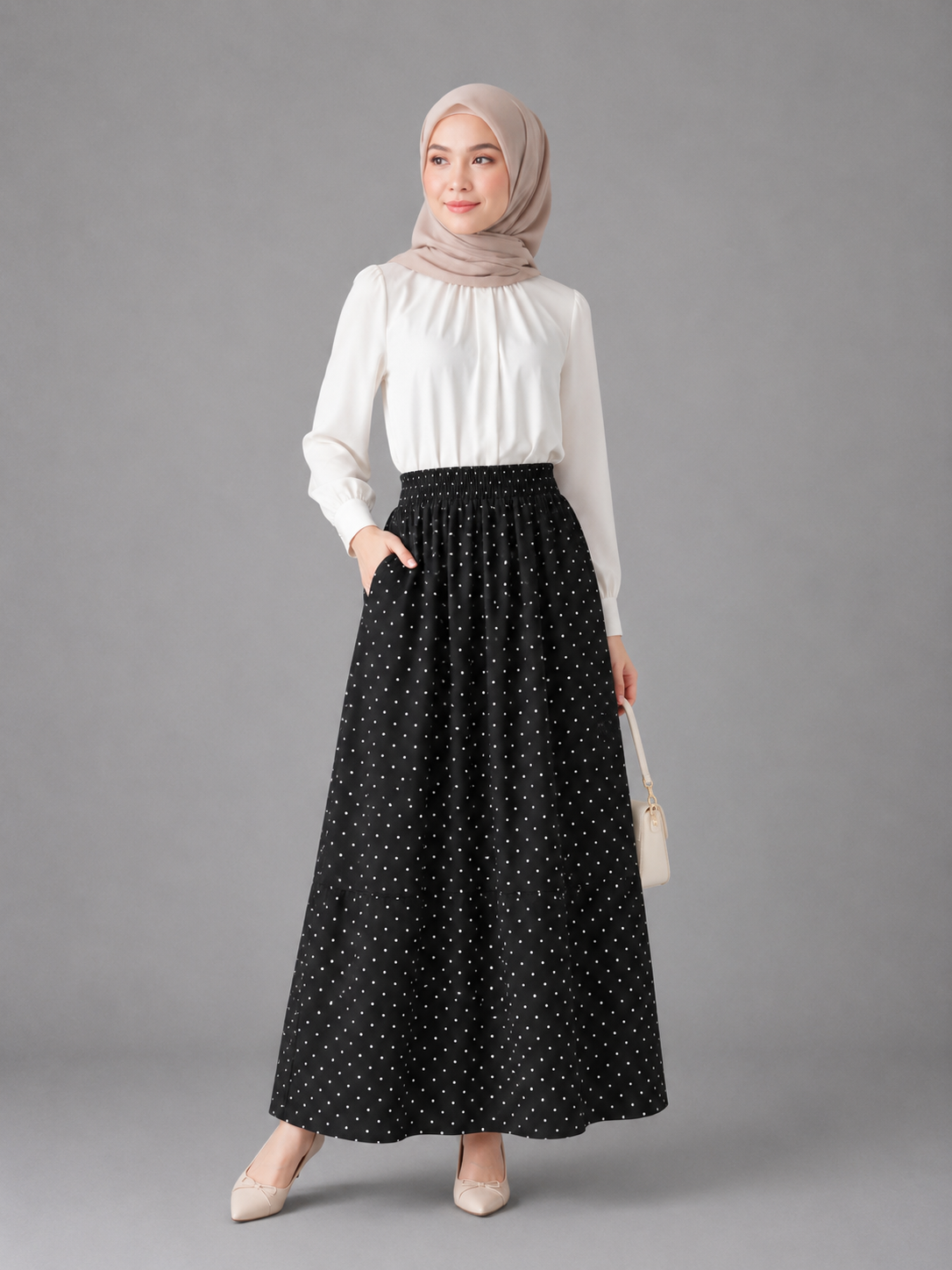 Raffida Denim Skirt Polka Dot In Black