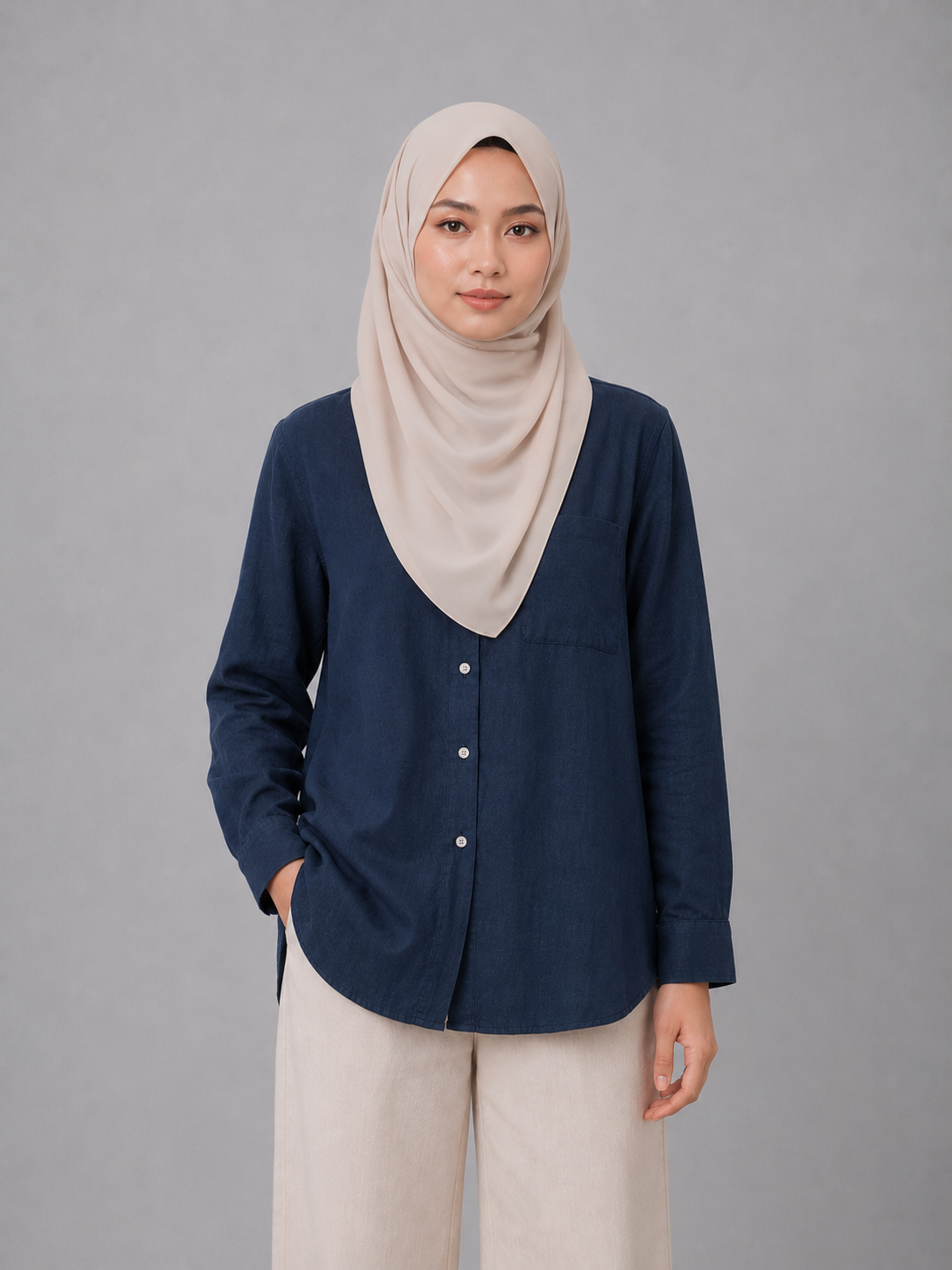 Raffida Nina Linen In Navy Blue
