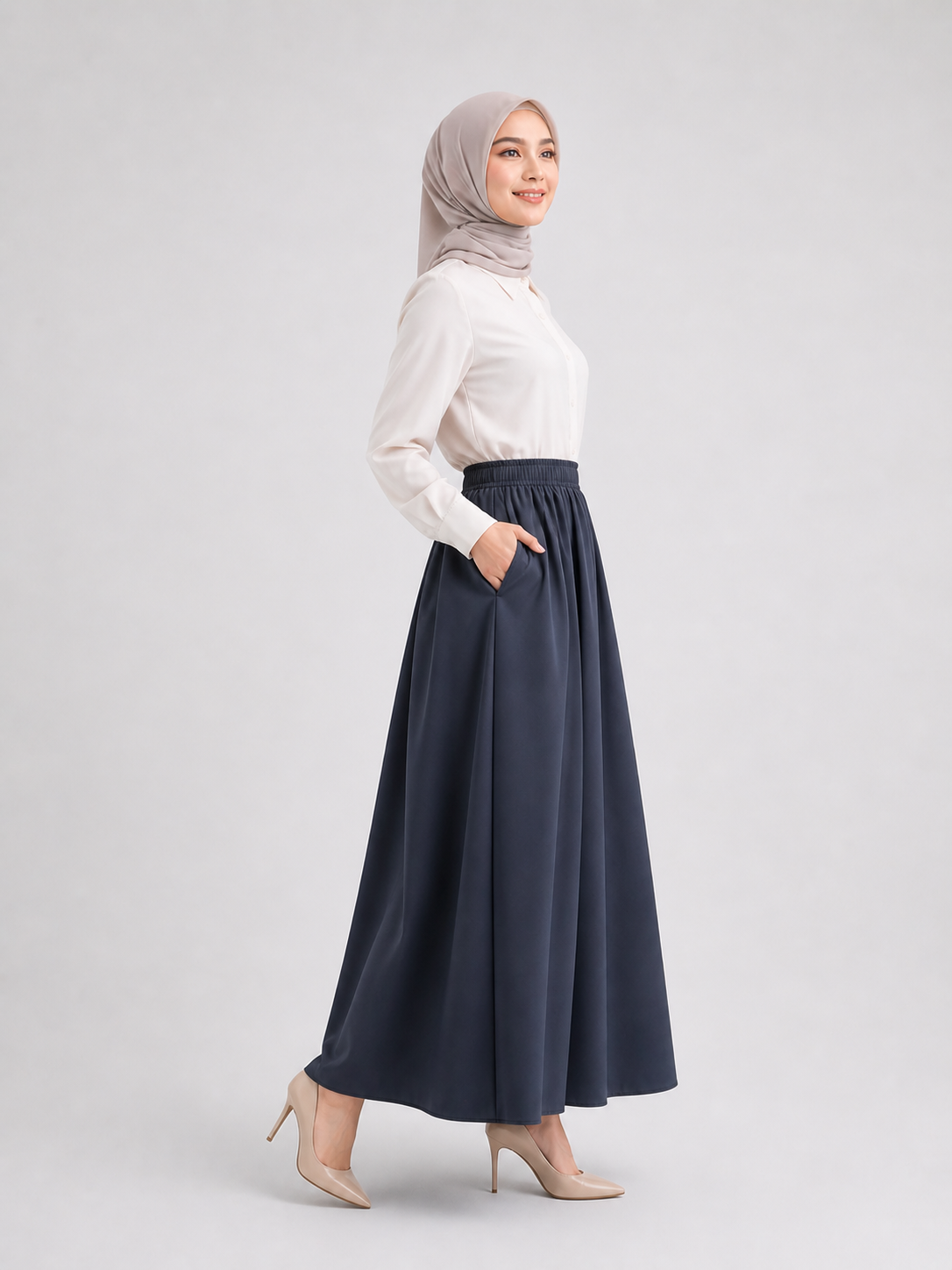 Raffida Victoria Corporate Comfort Skirt In Navy