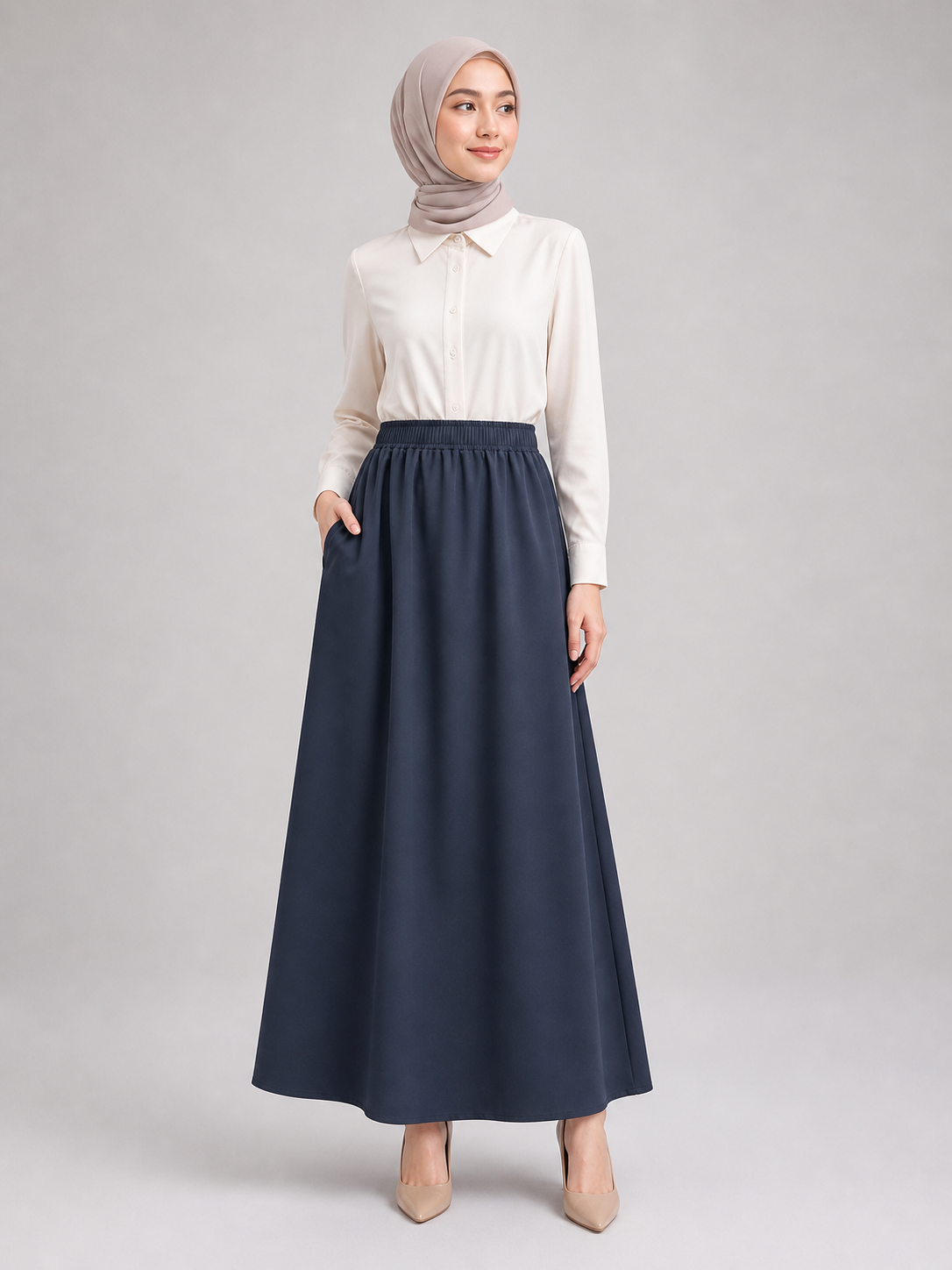 Raffida Victoria Corporate Comfort Skirt In Navy