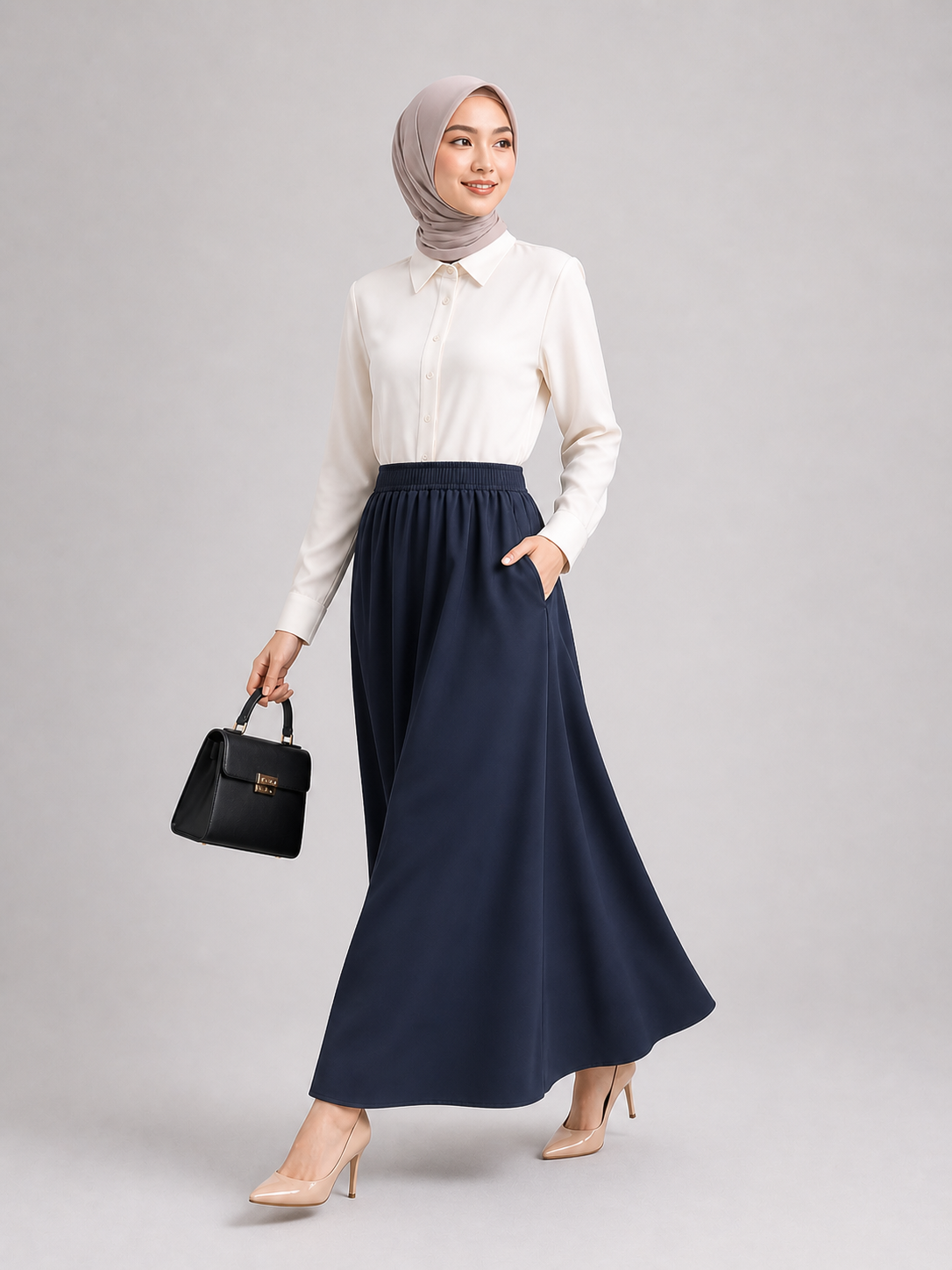 Raffida Victoria Corporate Comfort Skirt In Navy