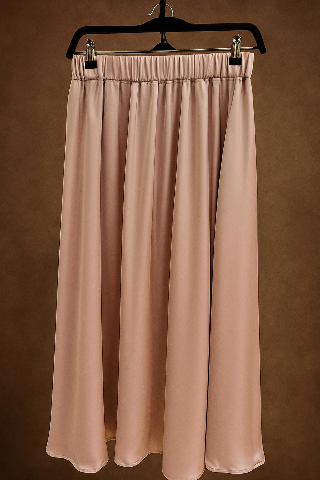 Raffida Zara Satin Flare Skirt In Dusty Pink
