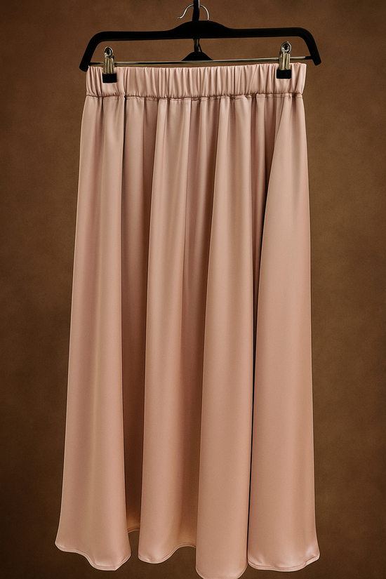 Raffida Zara Satin Flare Skirt In Dusty Pink