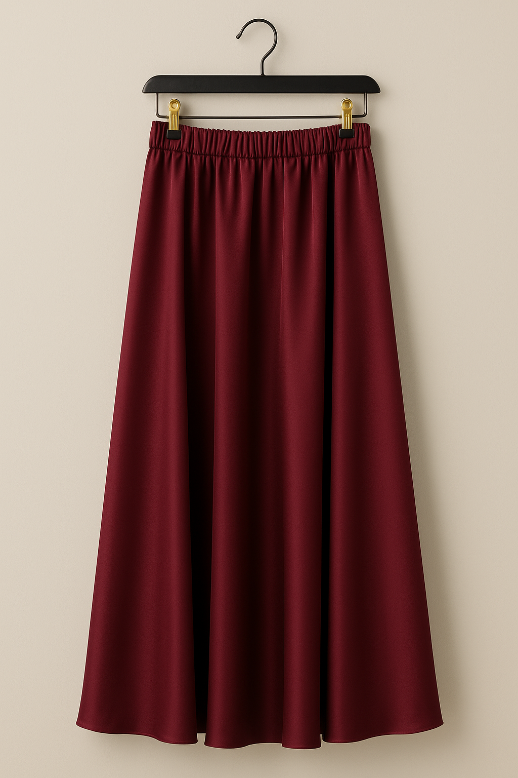 Raffida Zara Satin Flare Skirt In Maroon