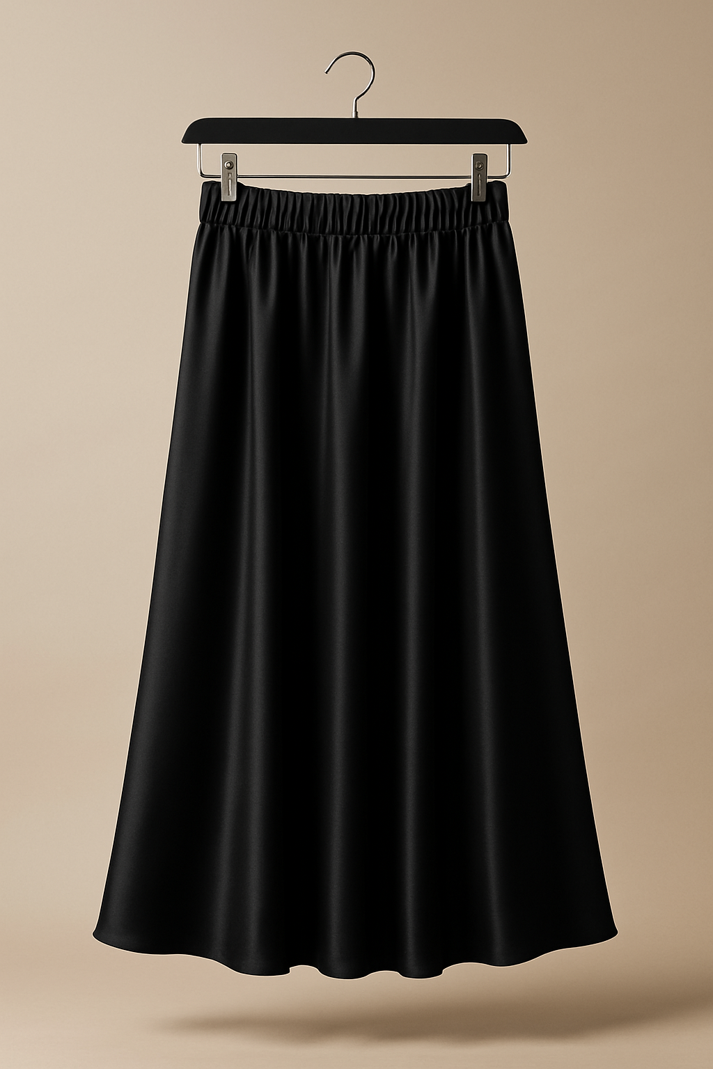 Raffida Zara Satin Flare Skirt In Black