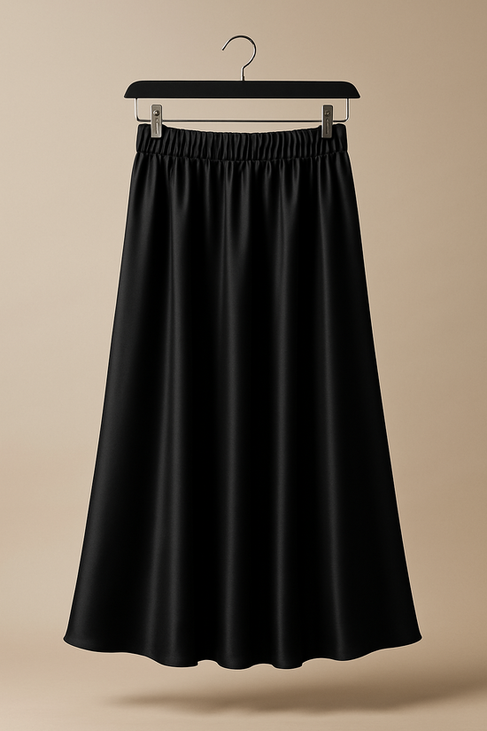 Raffida Zara Satin Flare Skirt In Black