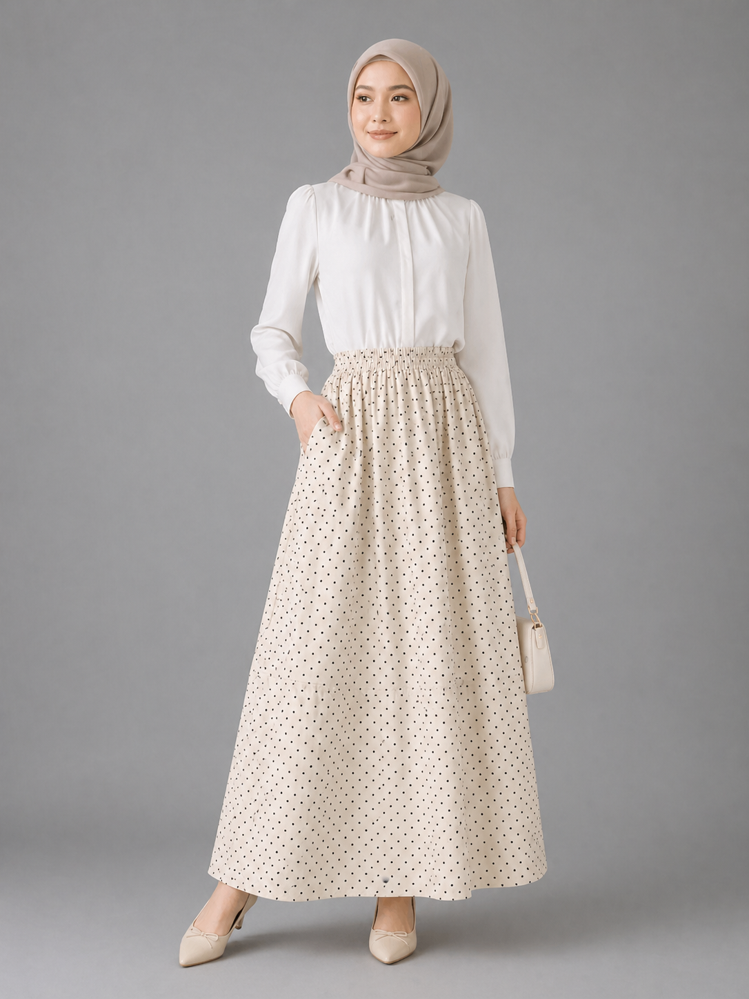Raffida Denim Skirt Polka Dot In Off White