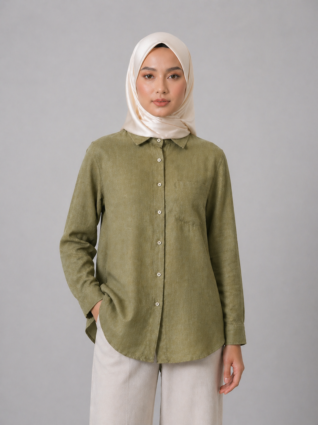 Raffida Amber Linen In Dark Green