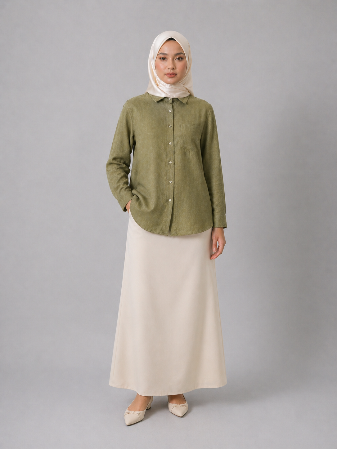 Raffida Amber Linen In Dark Green