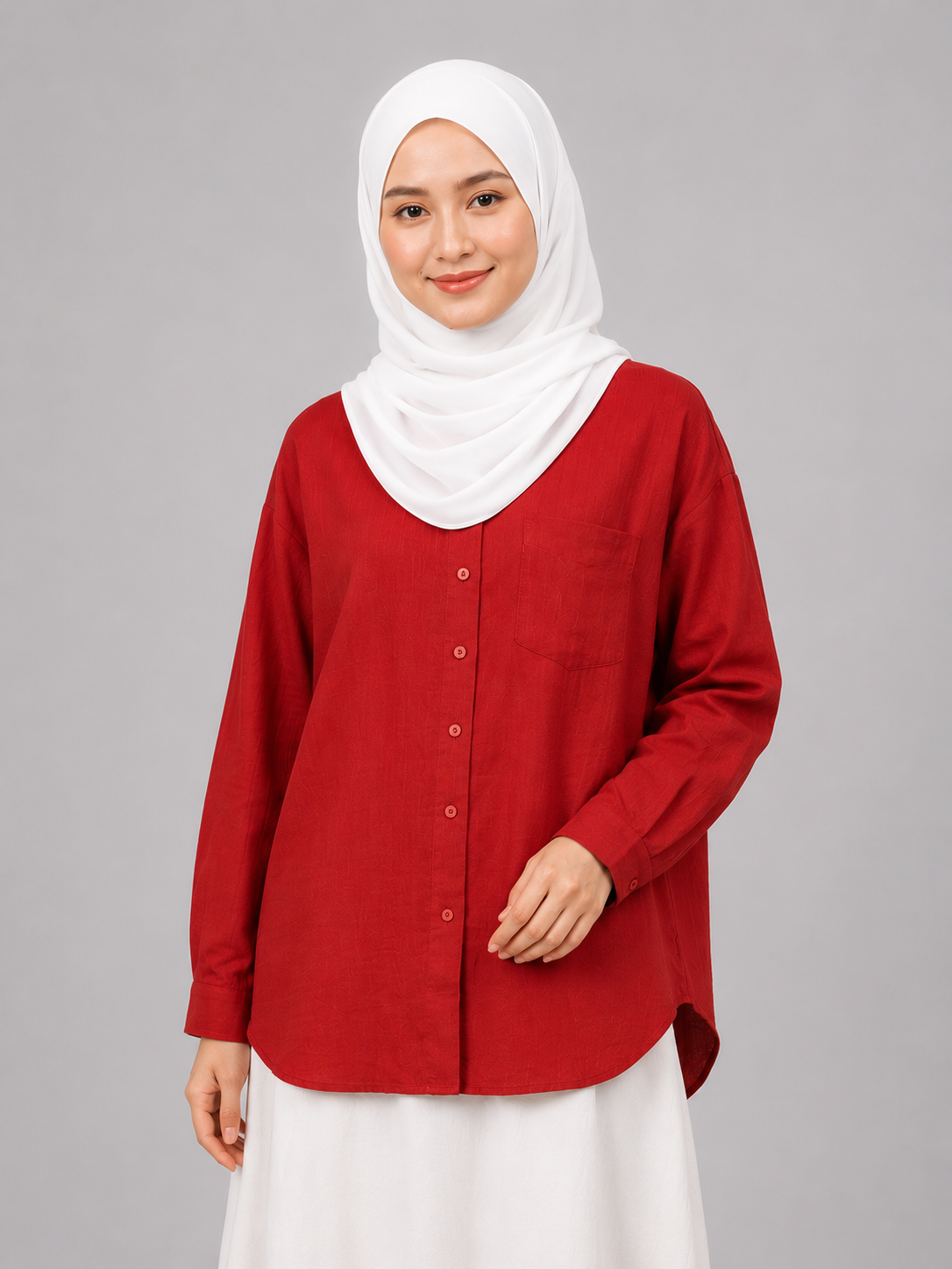 Raffida Amber Linen In Chili Red