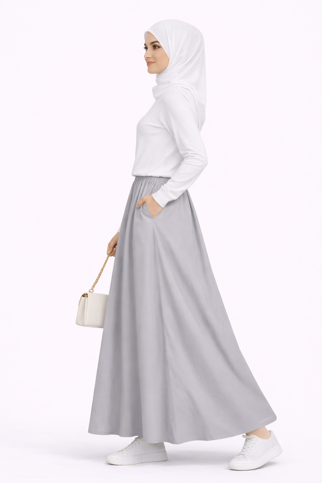Raffida Serena BriskWalk Skirt In Fossil Grey