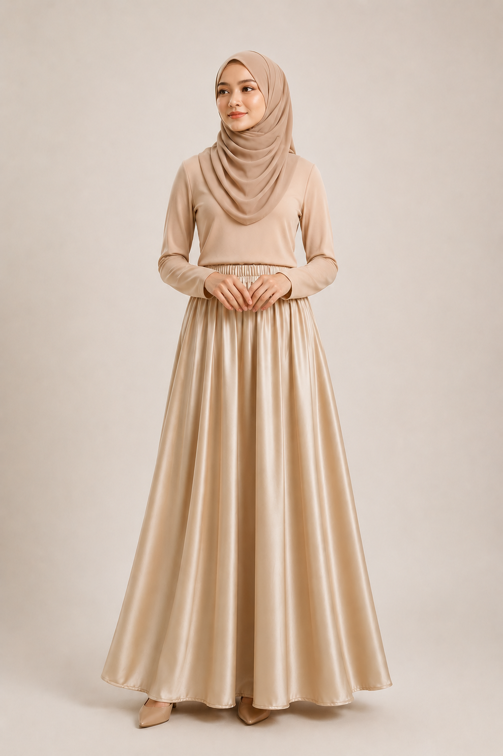 Raffida Zara Satin Flare Skirt Gold