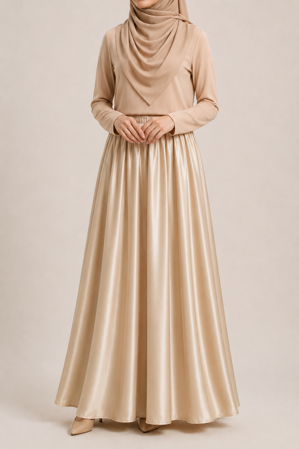 Raffida Zara Satin Flare Skirt Gold