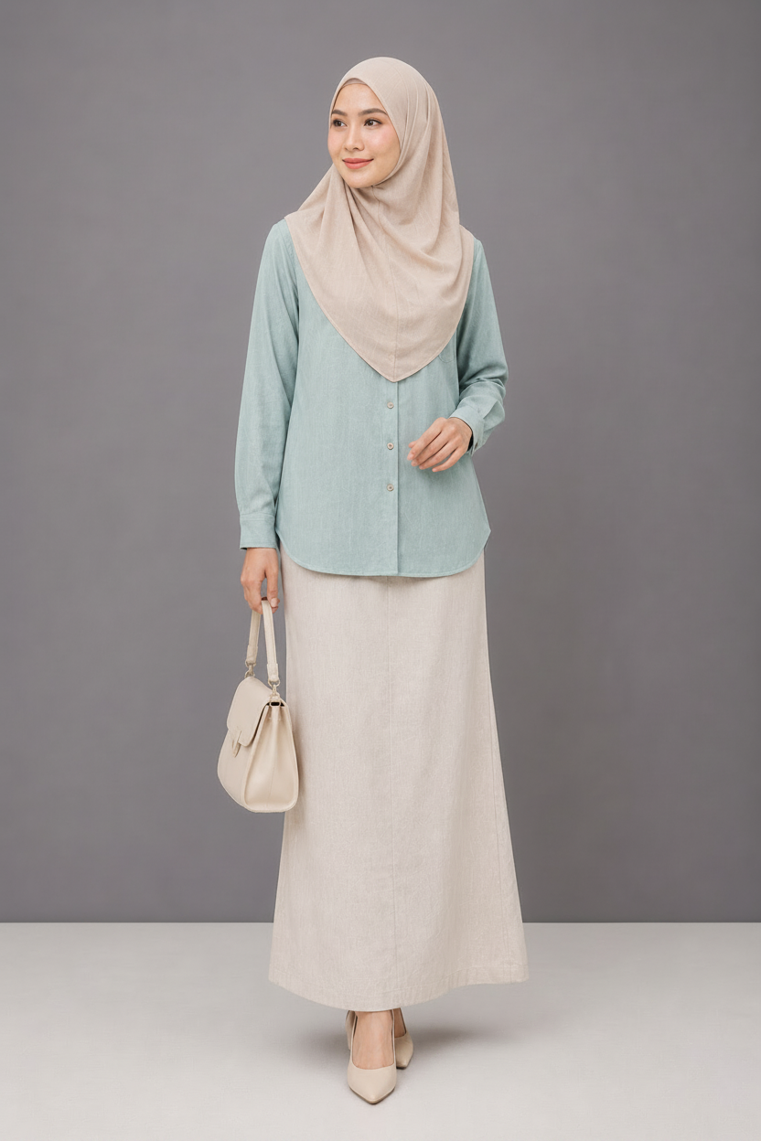 Raffida Nina Linen In Dusty Blue