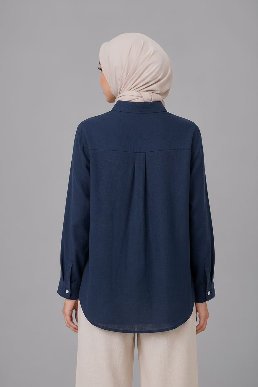Raffida Nina Linen In Navy Blue