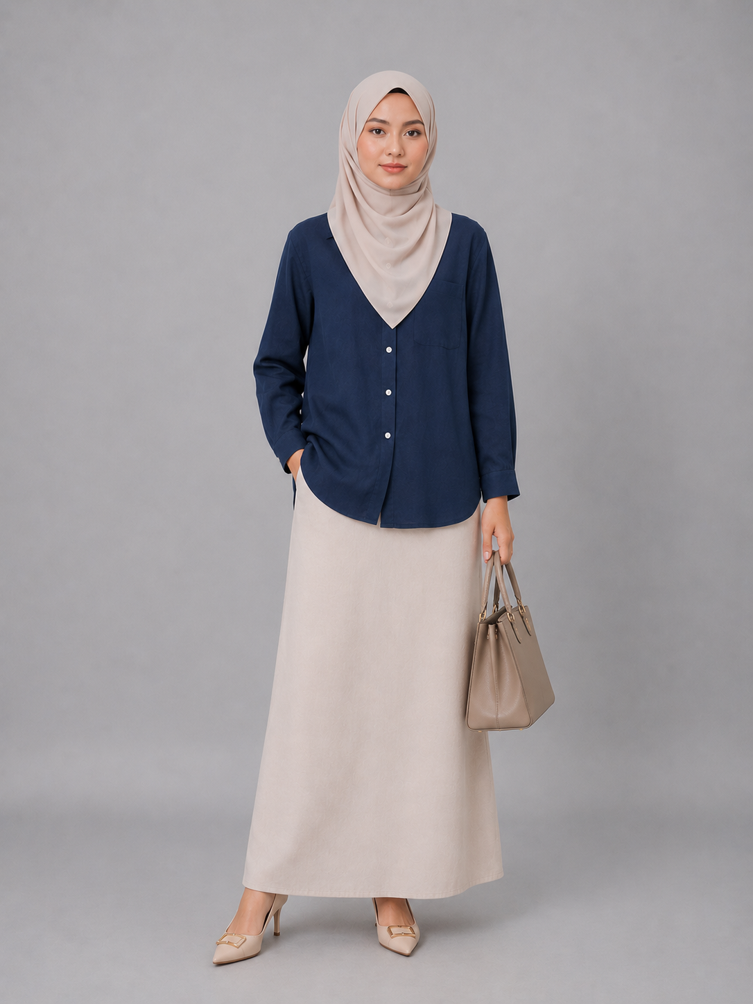 Raffida Nina Linen In Navy Blue