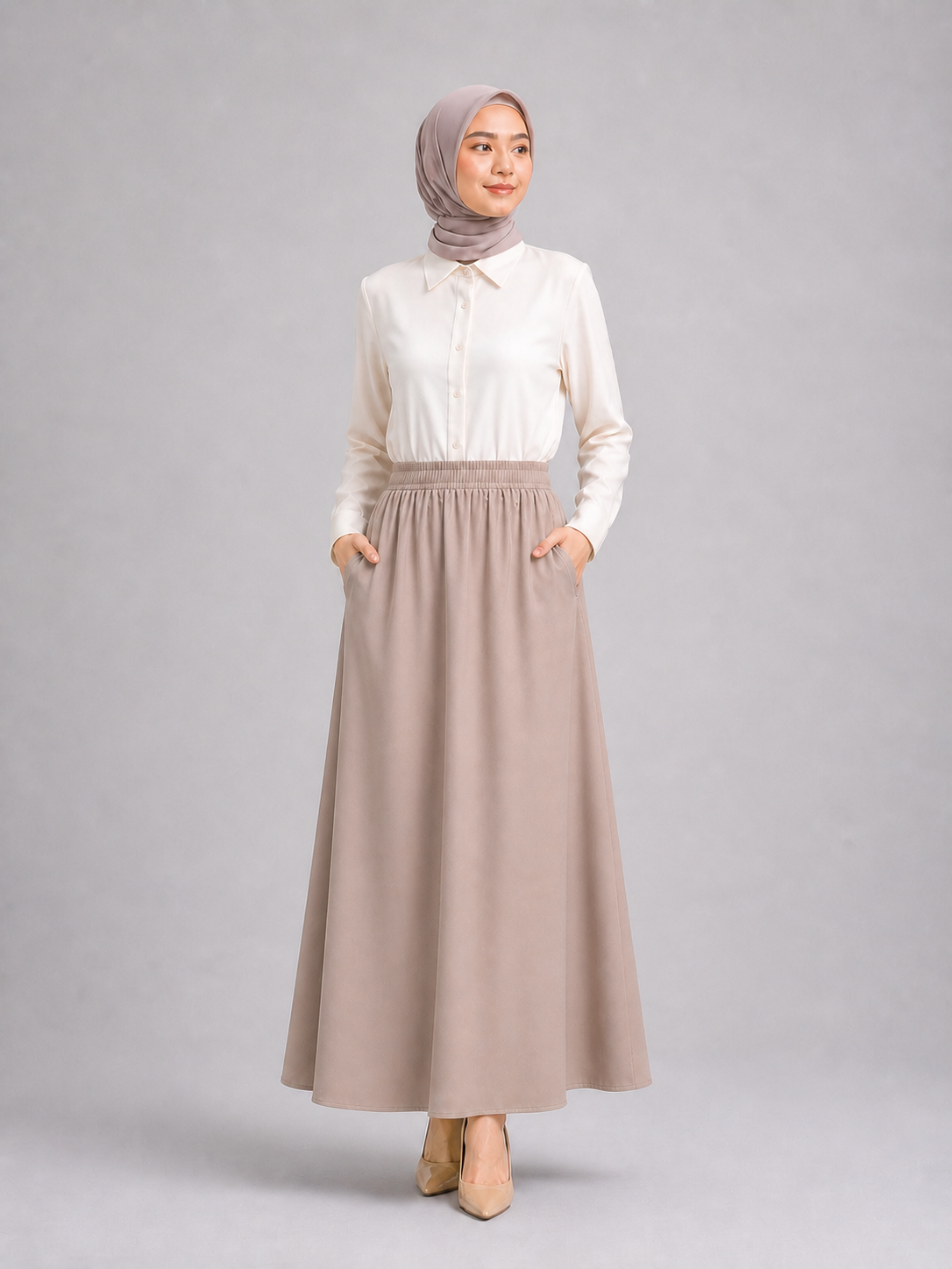 Raffida Victoria Corporate Comfort Skirt In Khaki