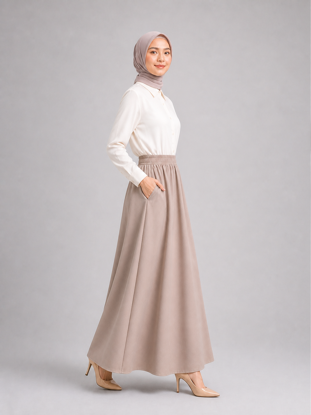 Raffida Victoria Corporate Comfort Skirt In Khaki