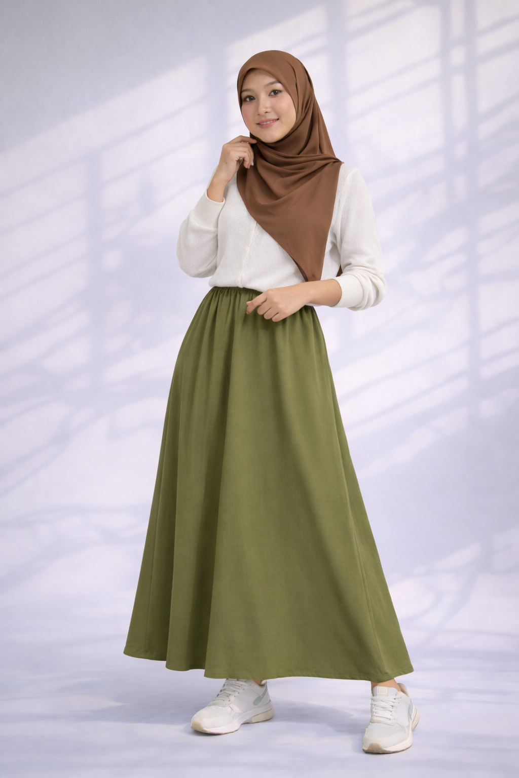 Raffida Serena Sporty Flair Skirt In Olive